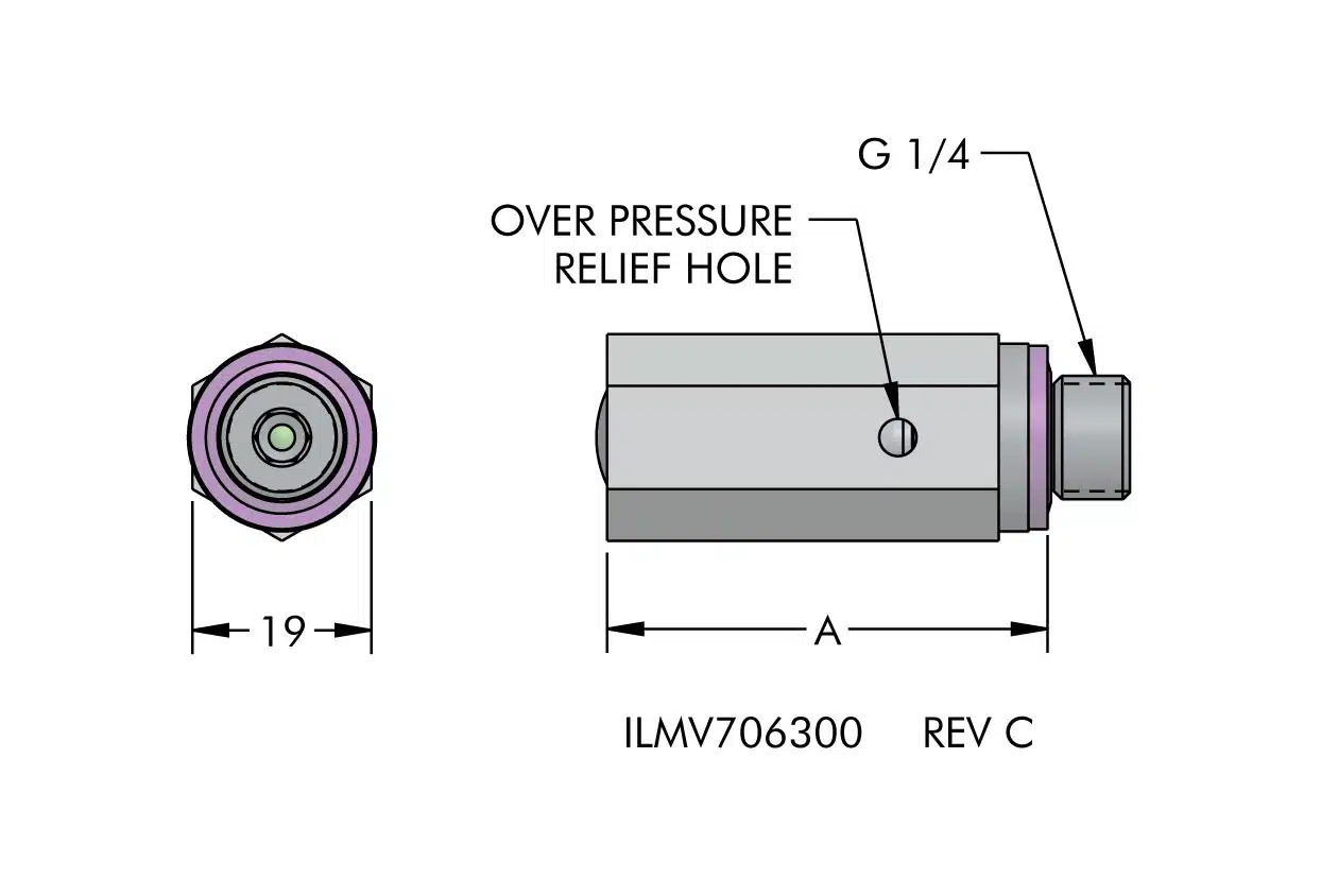 ILMV706300 Over-Pressure Relief Valve Dimensions