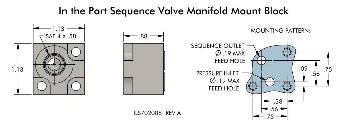 ILS702008 In the Port Sequence Valve In-Line Adapter Block
