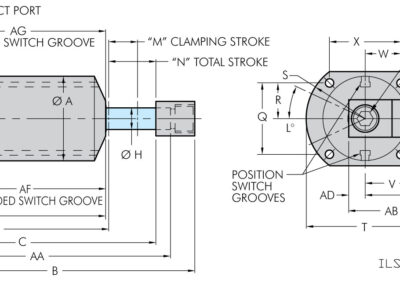 Top Flange Threaded Body Pneumatic Swing Clamp