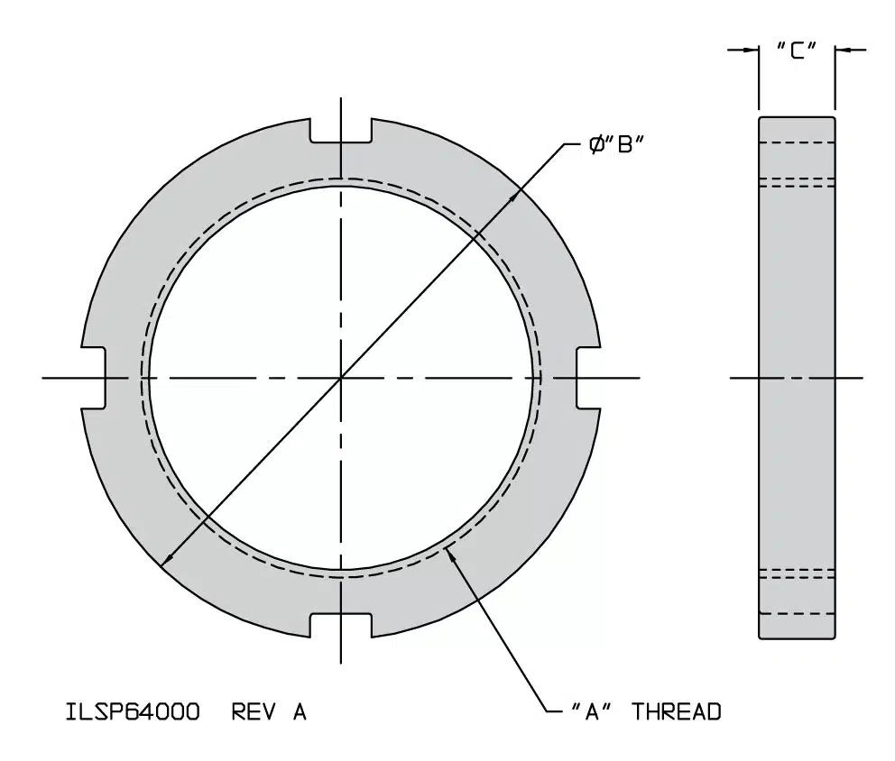 ILSP64000 Retaining Ring Drawing for Pneumatic Swing Clamps