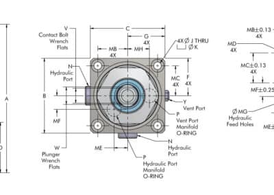 Spring Advance Bottom Flange Work Support Dimensions
