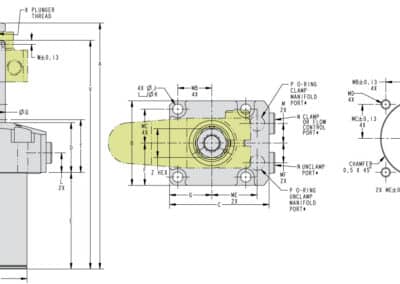 Top Flange Swing Clamp Dimensions