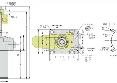 Top Flange Swing Clamp Dimensions