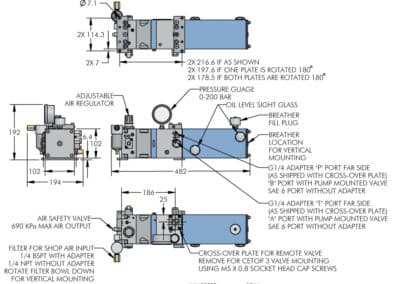 Compact Air/Hydraulic Pump Dimensions