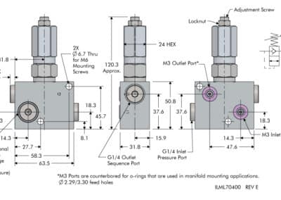 Manifold Mount Sequence Valve Dimensions