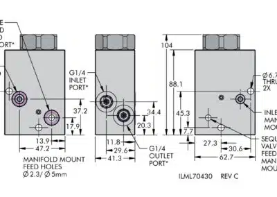 Unclamp Delay Valve Dimensions