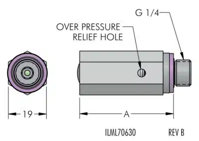 Over Pressure Relief Valve Dimensions