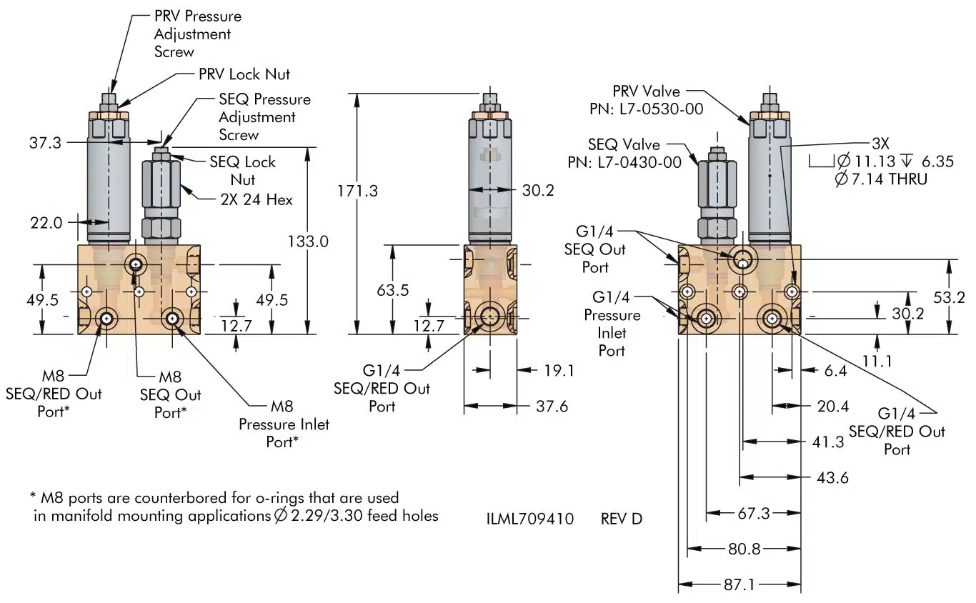 ilml709410 Combination Sequence/PRV Block Dimensions