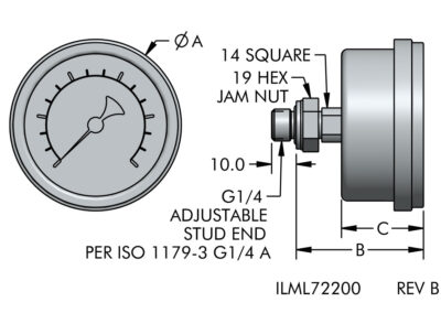 Back Mount Gauge Dimensions