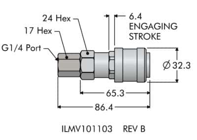 Female Quick Disconnect for Manual Shutoff Valve for Single Acting Systems
