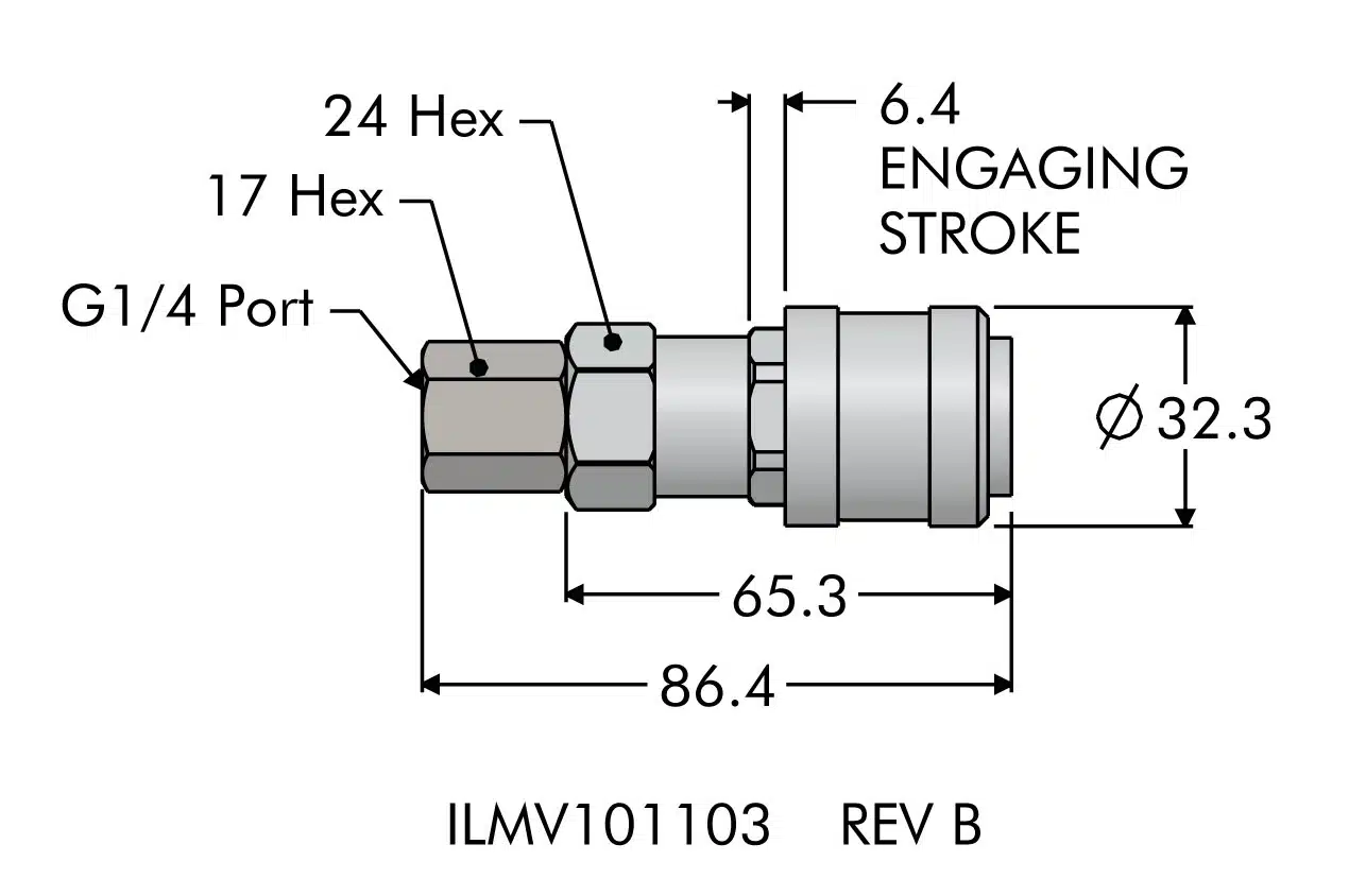ilmv101103 Female Quick Disconnect for Manual Shutoff Valve for Single Acting Systems