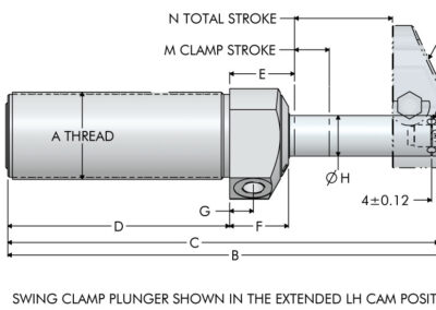 Threaded Body Long Stroke Swing Clamps Dimensions
