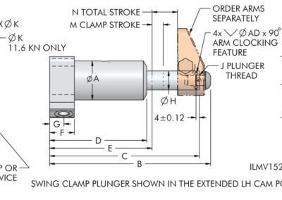 Bottom Flange Swing Clamps Dimensions