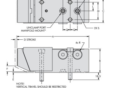 Double Acting Pull-Down Clamp Dimensions