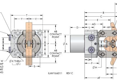 TuffLink 360 Link Clamps, Twin Lever, Top Flange Dimensions