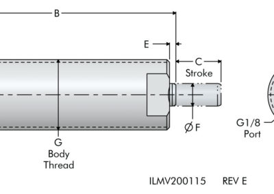 Threaded Mini-Cylinders, Single Acting Dimensions
