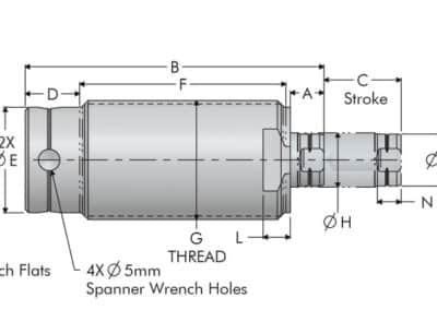 Threaded Mini-Cylinders, Single Acting Dimensions