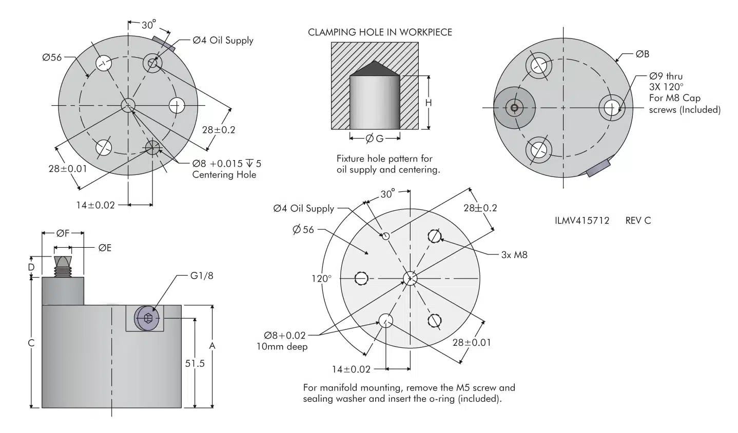 ilmv415712 Pull-Down Clamp, Eccentric Dimensions