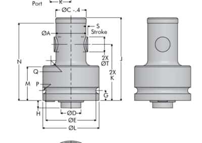Small Bore, 2 Point Contact Dimensions
