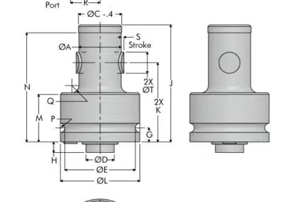 Small Bore, 2 Point Contact Dimensions
