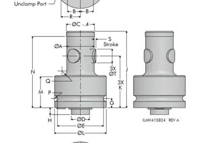 Small Bore, 3 Point Contact Dimensions