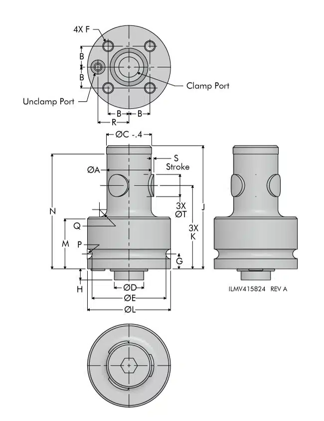 ilmv415824 Small Bore, 3 Point Contact Dimensions