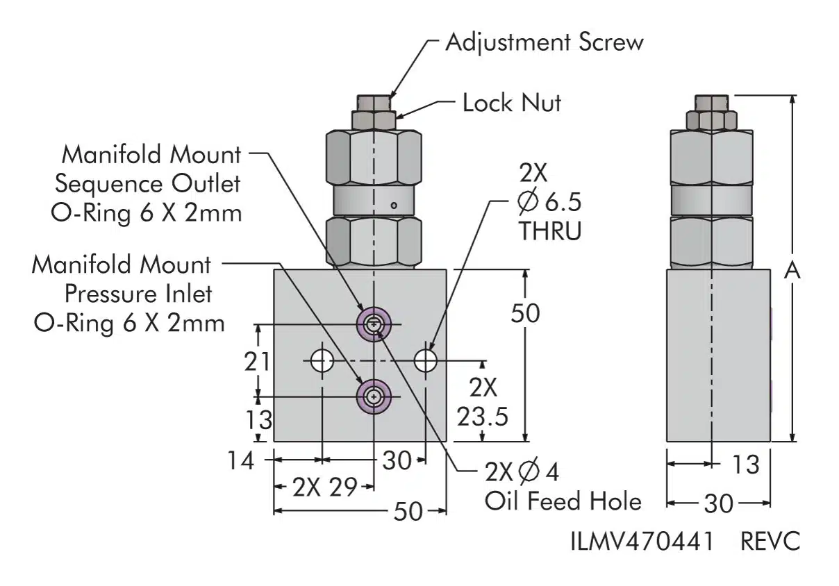 ilmv470441 Sequence Valve for Tight Spaces Dimensions - Manifold