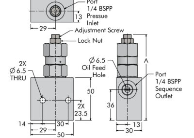 Sequence Valve for Tight Spaces Dimensions G1/4 BSPP