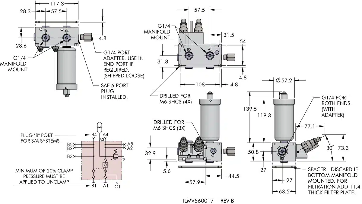 ilmv560017 External Accumulator Automatic Shutoff Valve Decoupler Dimensions