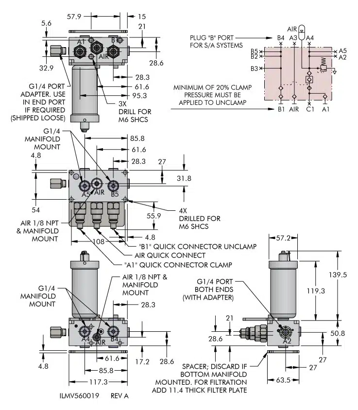 ilmv560019 External Accumulator with Air Dimensions