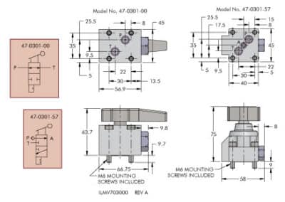 2-Position 3-Port Seat Valve Specifications