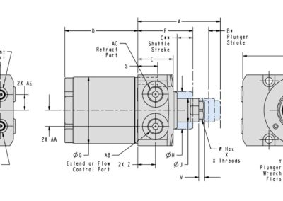Top Flange Double Acting Work Supports Dimensions Workholding