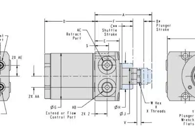 Top Flange Double Acting Work Supports Dimensions Workholding