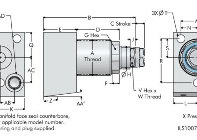 Vektek Single Acting Fluid Advance Base Mount Work Support Dimensions Workholding