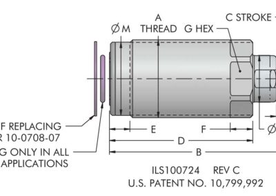 TuffGrip High Capacity Fluid Advance Work Support Cartridge - Dimensions Workholding