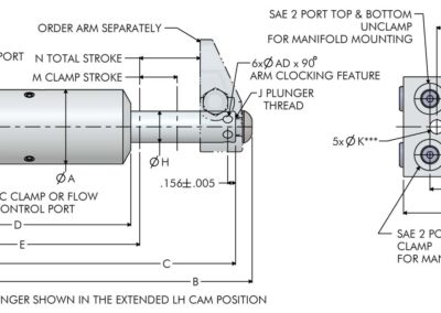 TuffCam™ Bottom Flange Swing Clamp Long Stroke