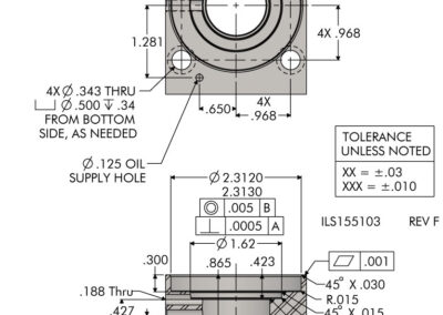 5-C Collet Vise, Single Collet Manifold Dimensions