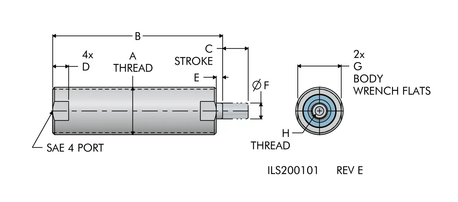 ils200101 Threaded Mini Cylinders Dimensions