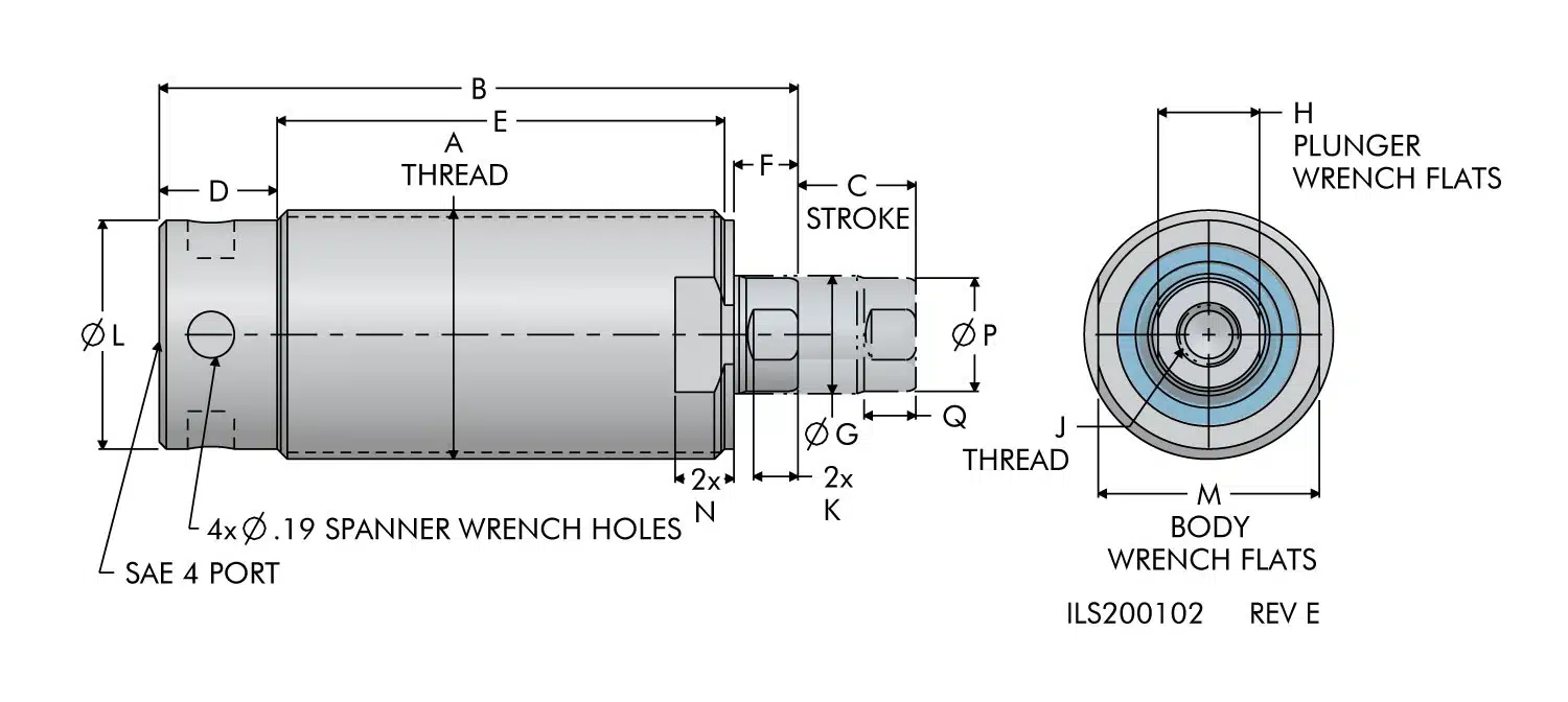 ils200102 Threaded Mini Cylinders Dimensions