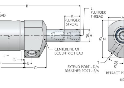 Threaded Body Push/Pull Cylinder Dimensions