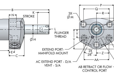 Top Flange/Manifold Push/Pull Cylinder