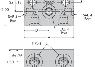 Hydraulic Junction Manifolds Dimensions - 6 Port