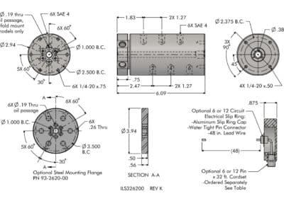 Rotating Union, 6 Path Dimensions
