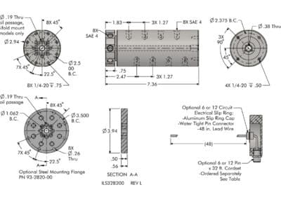 Rotating Union, 8 Path Dimensions