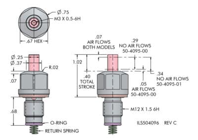 Pneumatic Confirmation Valve, Cartridge Specifications