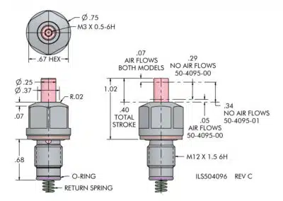 Pneumatic Confirmation Valve, Cartridge Specifications