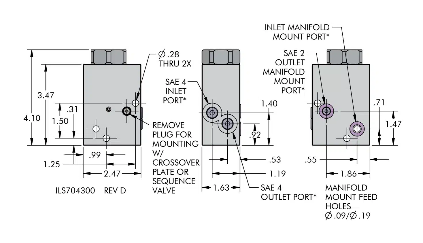 ils704300 Unclamp Delay Valve Dimensions