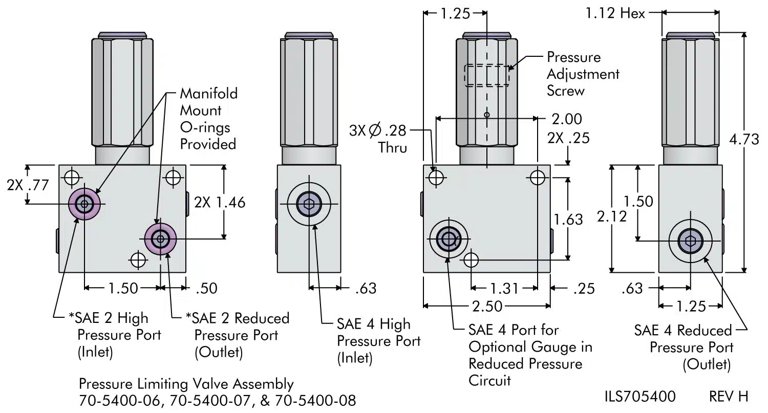 ils705400 Pressure Limiting Valve Dimensions