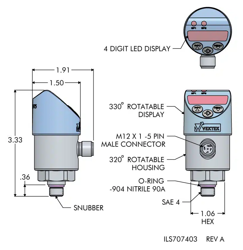 ils707403 Powered LED Display Electronic Pressure Switch Specifications