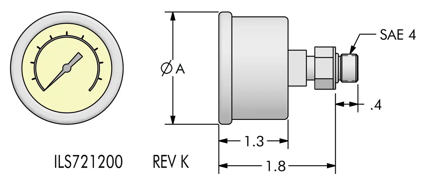 ils721200 Back Mount Pressure Gauge Specifications